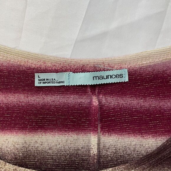 Maurices Multicolor Striped Short Sleeve Round Neck Shirt Size Large Women’s - Picture 5 of 10